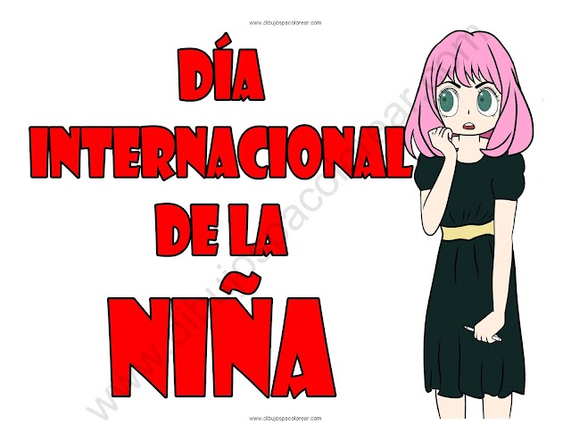 Día Internacional de la Niña dibujo a color y para colorear